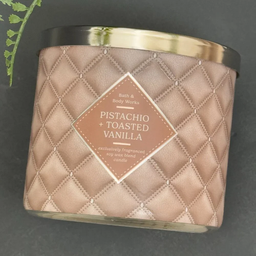 BBW Pistachio + Toasted Vanilla Bath & Body Works 3 Wick Candle